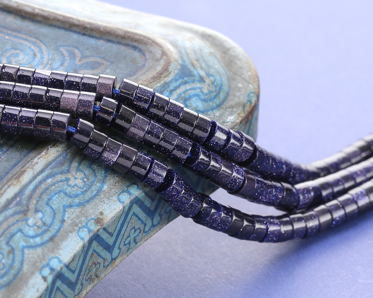 Blue Goldstone Heishi 2x4mm