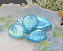 Czech Glass Aquamarine AB (on back) Leaf Drop 18x13mm
