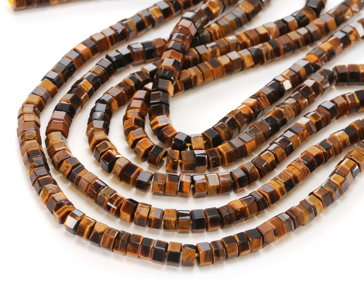 Tiger Eye Microfaceted Heishi 3x6mm