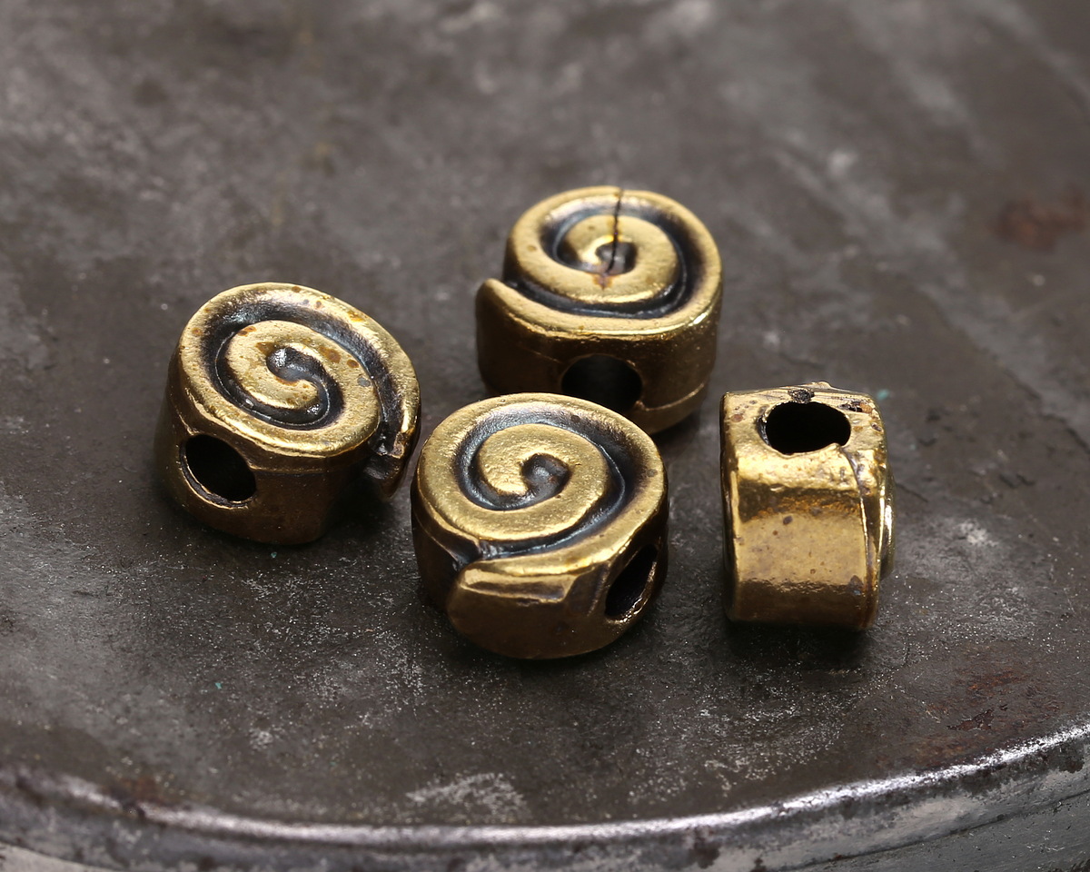 Mykonos Antique Brass (plated) Spiral Bead 10mm