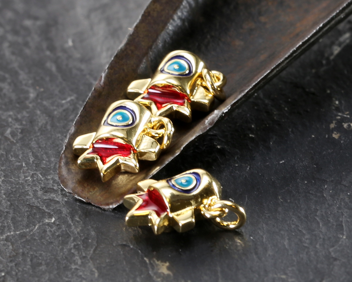 18k Gold (plated) Mini Spaceship w/ Enamel Focal 11x9mm