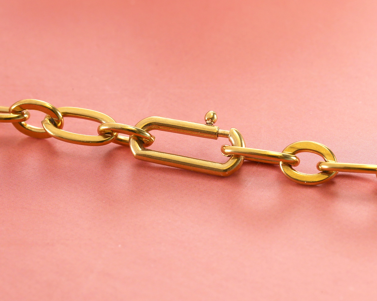 Waterproof 18K Gold PVD Plated Stainless Steel Large Oval Spring Ring Clasp 8x18mm