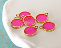 24K Gold (Plated) Transparent Paradise Pink Resin Round Focal 12x14mm