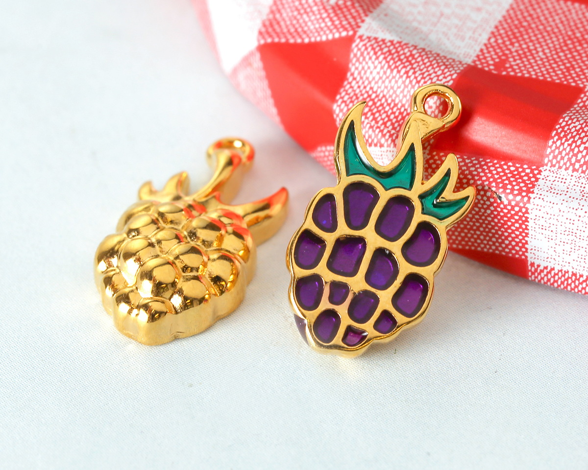 24K Gold (plated) Enameled Blackberry Focal 10x21mm