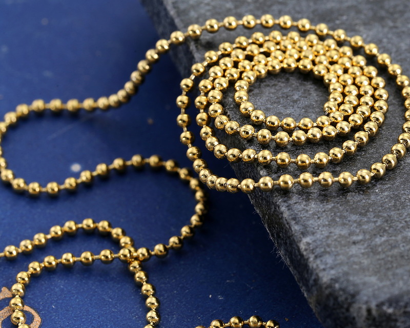 Gold (plated) Stainless Steel Ball Chain 2mm