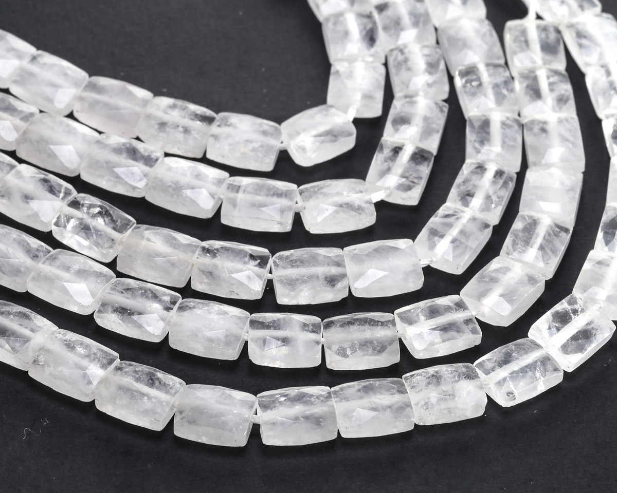 Rock Crystal Quartz Microfaceted Rectangle 10x8mm