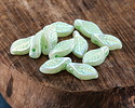 Czech Glass Sage AB Lustered Leaf Drop 6x12mm