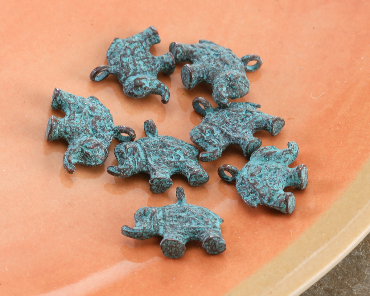 Mykonos Copper (plated) Patina Decorative Elephant Focal 19x17mm