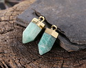 Brazilian Amazonite Point w/ Gold Finish 8x16mm
