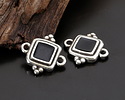 Antique Silver (plated) Jet Enamel Beaded Square Focal Link 15x14.5mm