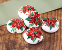 Grace Lampwork Red Poinsettia Christmas Lentil Focal Bead 25mm