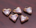 Gaea Ceramic Rose Pink w/ AB Luster Magic Love Heart Focal 14-16x13-14mm