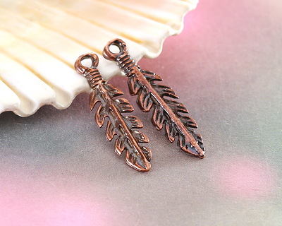 Mykonos Antique Copper (plated) Feather Focal 7x26mm