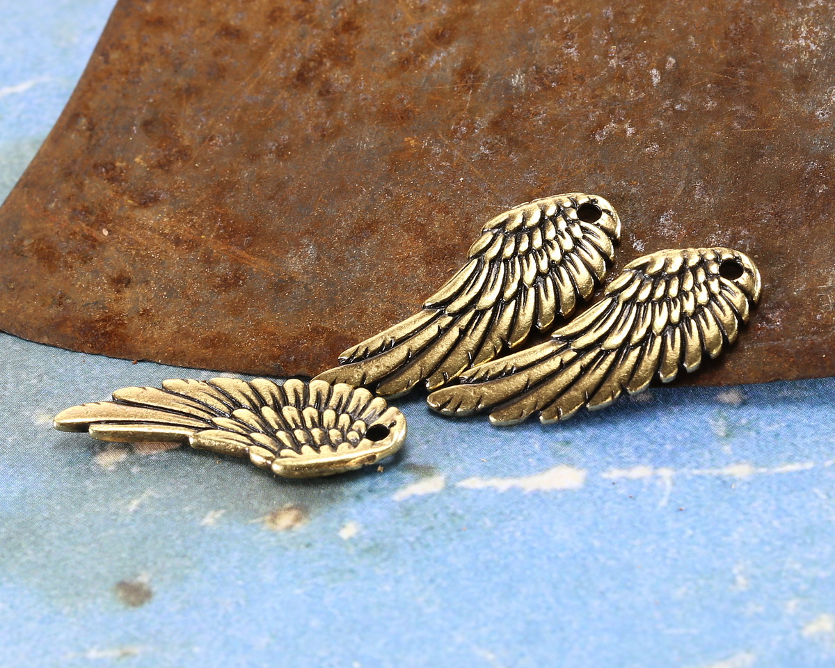 TierraCast Antique Brass (plated) Wing Pendant 10x27mm