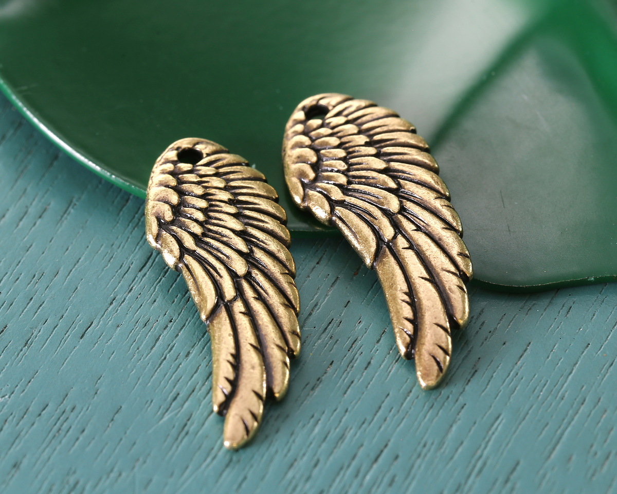 TierraCast Antique Brass (plated) Wing Pendant 10x27mm
