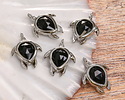 Black Obsidian w/ Silver Finish Sea Turtle Focal 15x19mm