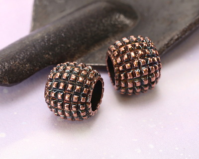 Mykonos Antique Copper (plated) Large Hole Pebbled Rondelle 10x13mm