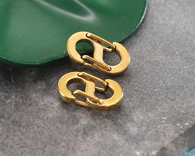 Waterproof 18K Gold PVD Plated Stainless Steel S Spring Clasp 7x11mm