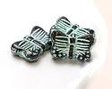 Czech Glass Jet w/ Metallic Green Wash Butterfly 16x11mm