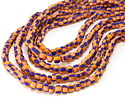 Java Glass Cobalt & Peach w/ Stripes Graduated Gooseberry Beads 3-6x4-6mm