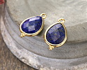 Lapis w/ Gold Finish Faceted Teardrop Focal 12x21mm