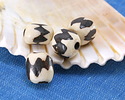 African Batiked Bone Zigzag Barrel Bead 8-12x8-10mm