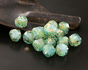 Czech Glass Peruvian Blue Opal w/ Antique Gold Flecks Chandelier Cut 8mm
