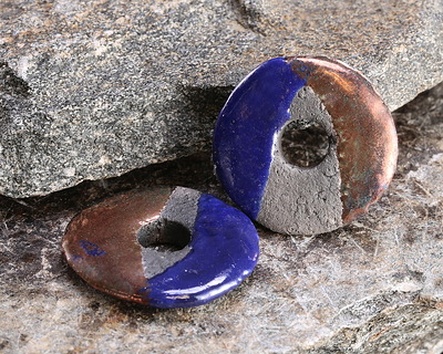 Mykonos Ceramic Raku Metallic Midnight Large Spacer Disc 30mm