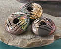 Mykonos Ceramic Iridescent Copper Patina Carved Triangles Donut Focal 40mm