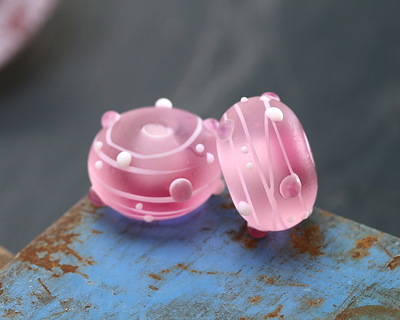 Grace Lampwork Matte Slumber Party Rondelle 10x16mm