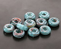 Unicorne Beads Glass Copper & Teal Donut 4-6x9-11mm
