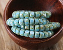Czech Glass Matubo Blue Turquoise w/ Rembrandt Tri-cut 2/0 Seed Bead