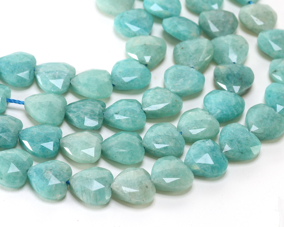Brazilian Amazonite Microfaceted Heart 13-14mm