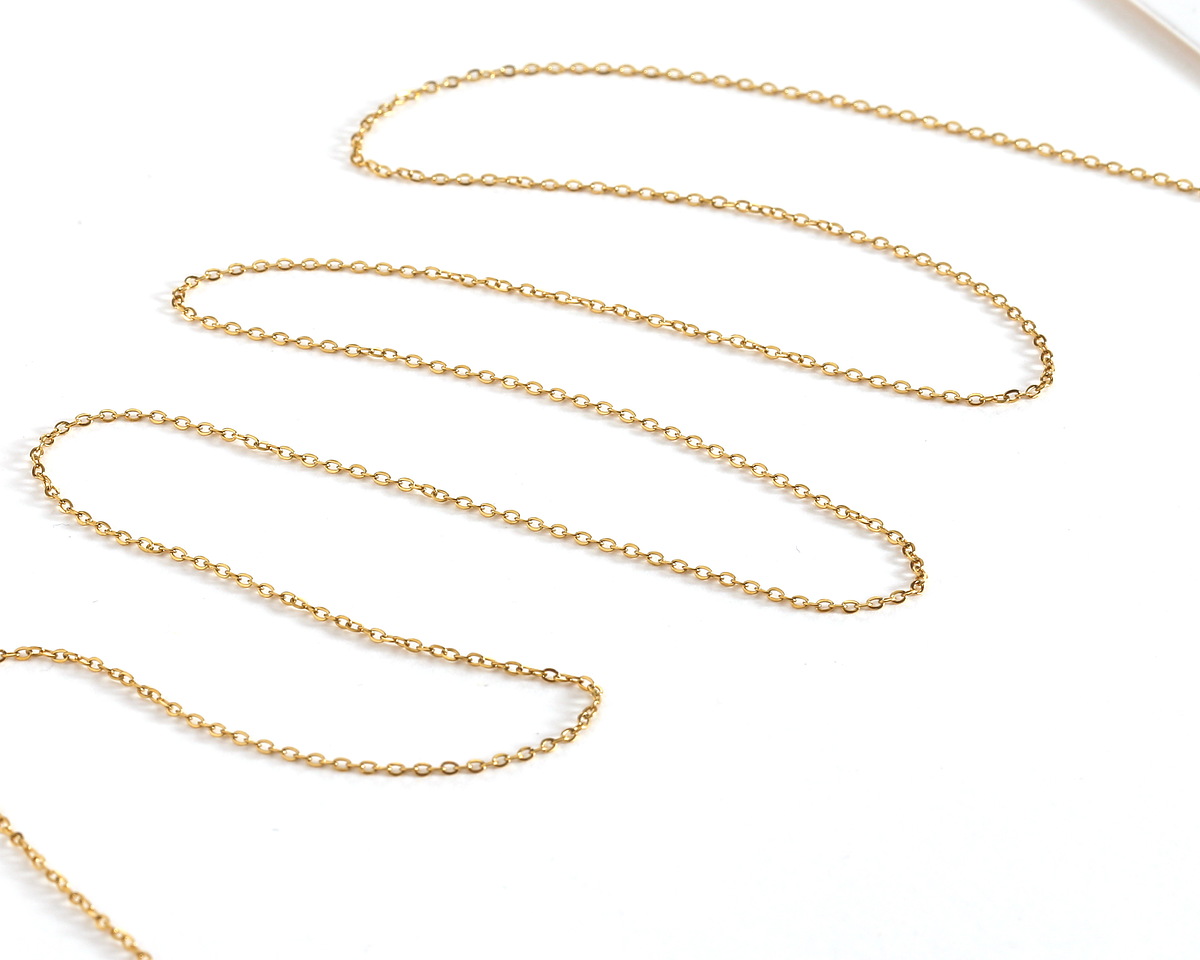 Waterproof 18K Gold PVD Plated Stainless Steel Tiny Cable Chain, 1.5x1mm links, 25ft Spool