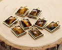 Tiger Eye w/ Gold Finish Faceted Rectangle Focal 10x15mm