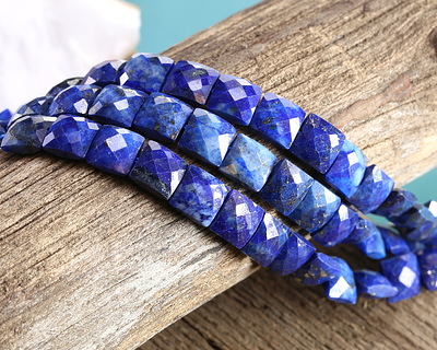 Lapis (A, dyed) Microfaceted Square 8mm