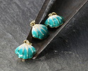 18k Gold (plated) White & Turquoise Enamel Scallop Shell Focal 12x12.5mm