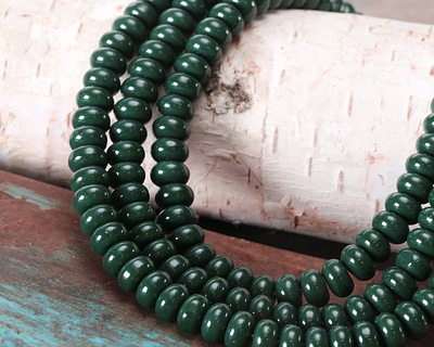Forest Green Glass Rondelle 5x8mm