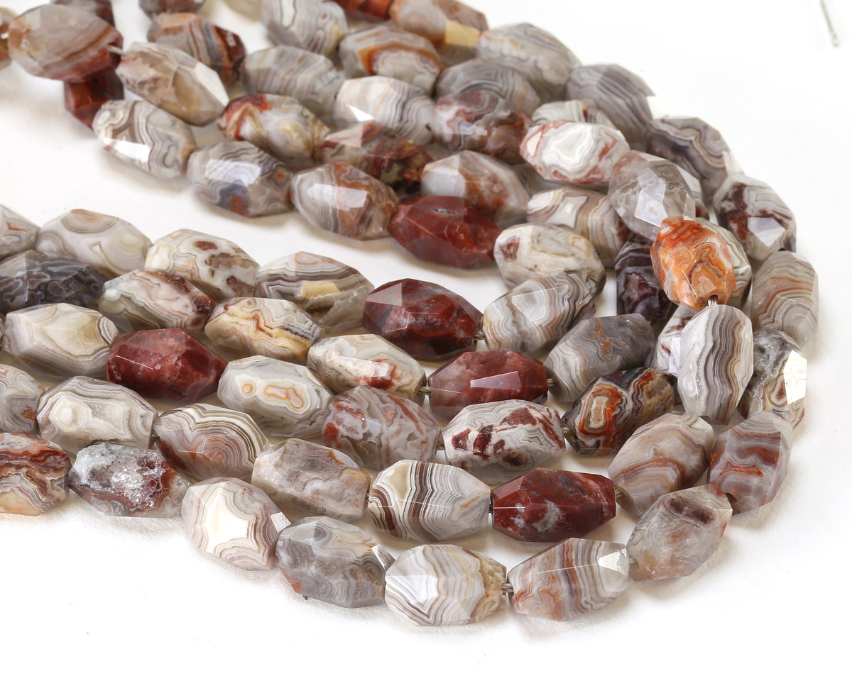 Laguna Lace Agate Microfaceted Long Nugget 15x9mm