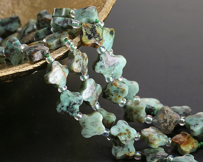 African Turquoise Faceted Quatrefoil 10mm