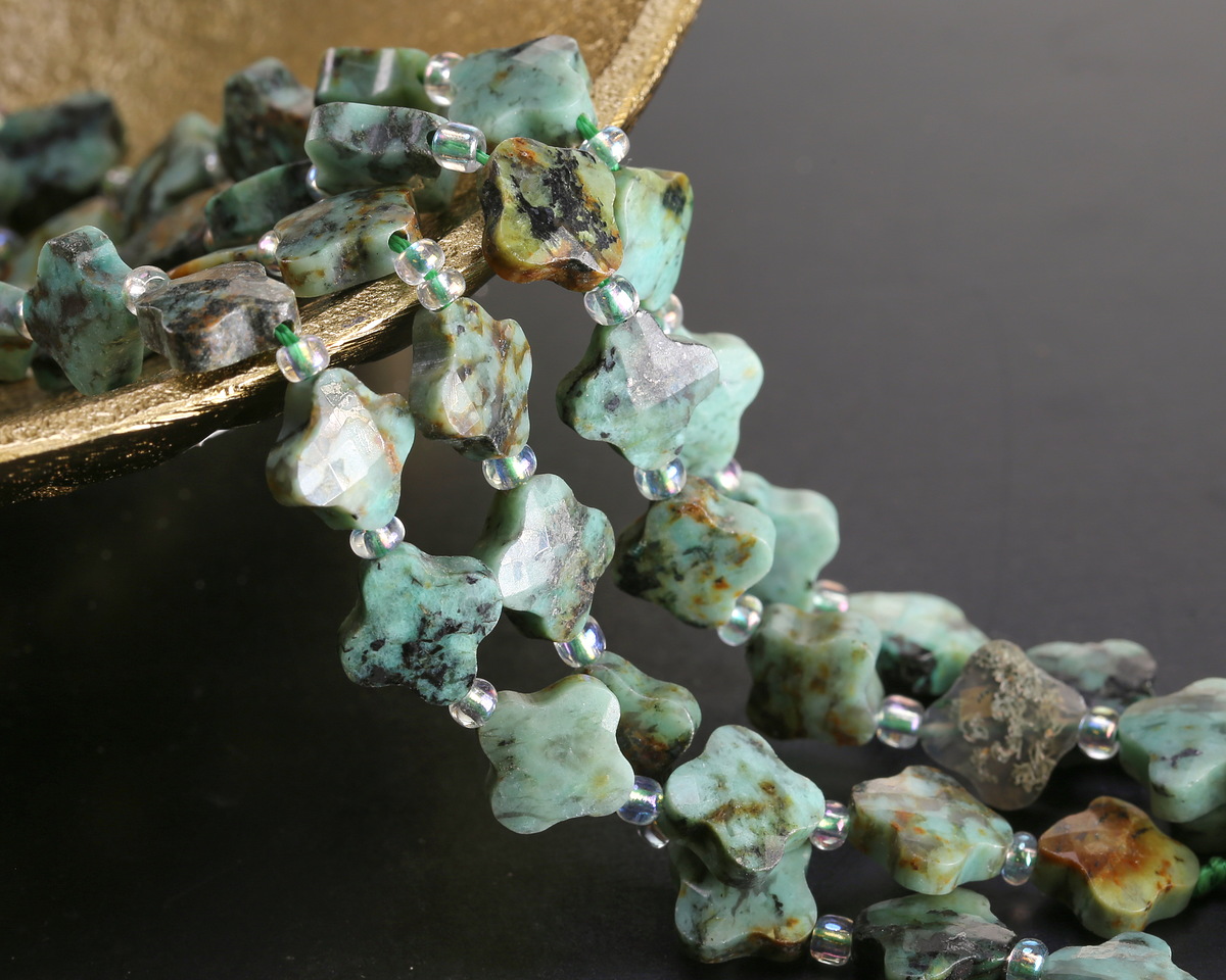 African Turquoise Faceted Quatrefoil 10mm