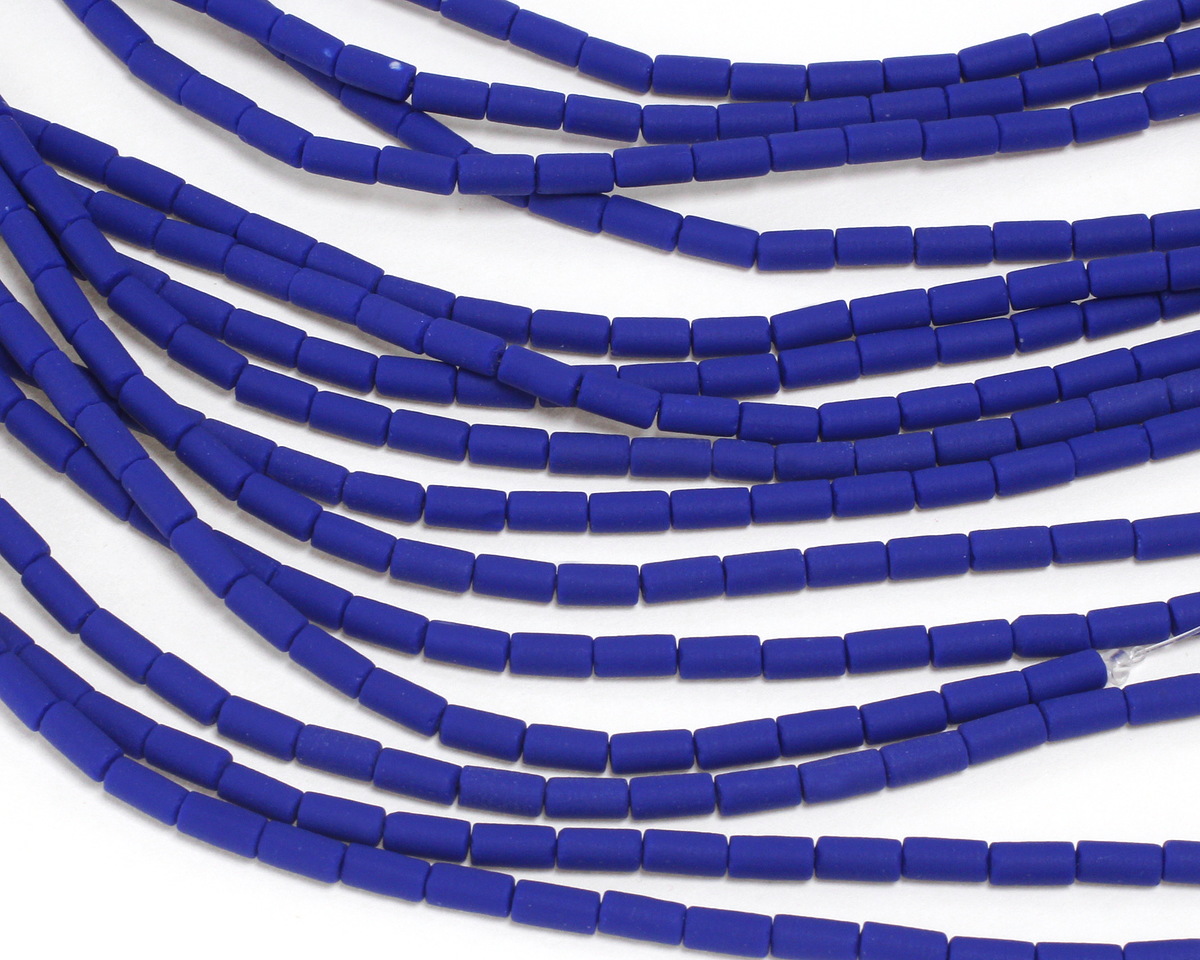 Opaque Royal Blue Beach-Style Glass Tube 8x4mm