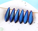 Czech Glass Iris Blue on Hyacinth Dagger 5x16mm