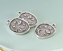 Antique Silver (plated) Celestial Symbols Organic Oval Focal 14x19mm