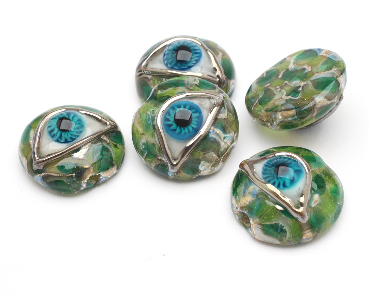 4x Pewter Large Lentil Focal Beads 18mm - Snowflake Design (Silver)