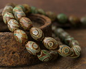 Tibetan (Dzi) Agate Green & Brown Rice 14x10mm