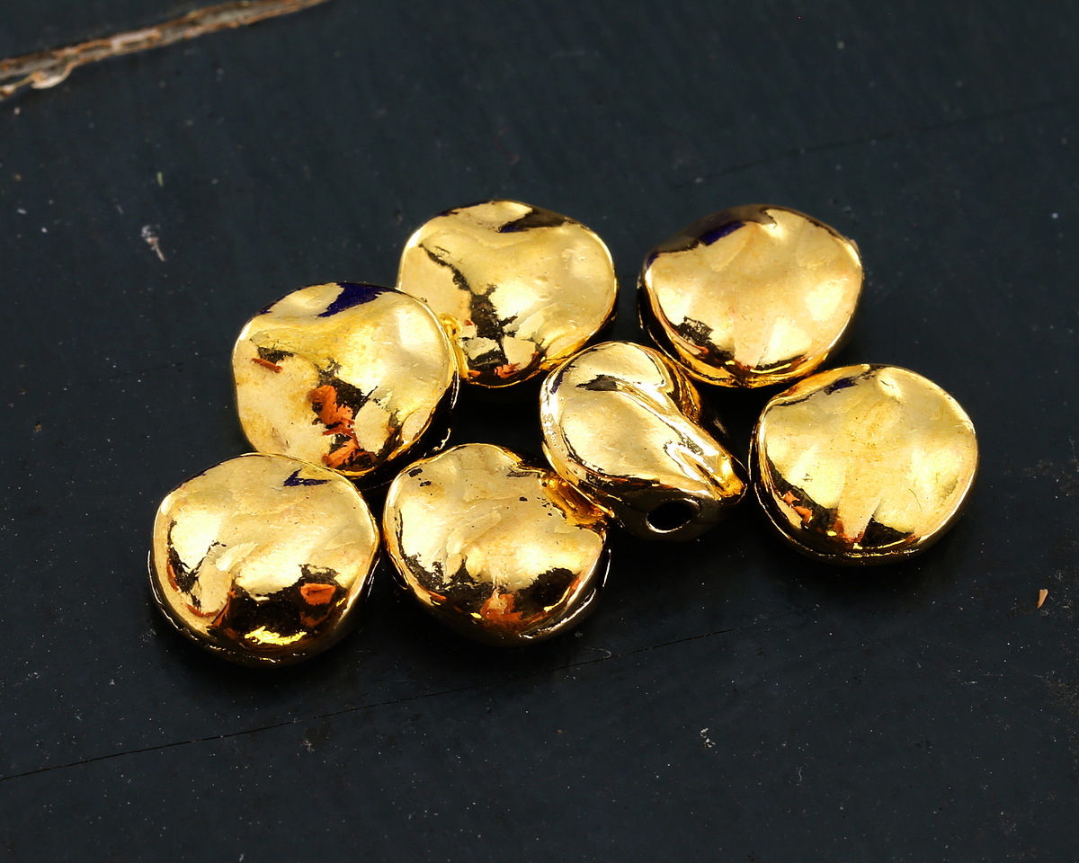 Antique Gold Finish Hammered Coin 10mm