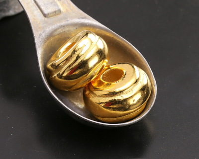 Mykonos Metalized Ceramic Gold Ridged Rondelle 11x18mm