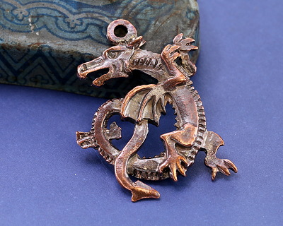 Mykonos Antique Copper (plated) Dragon Focal 24x37mm