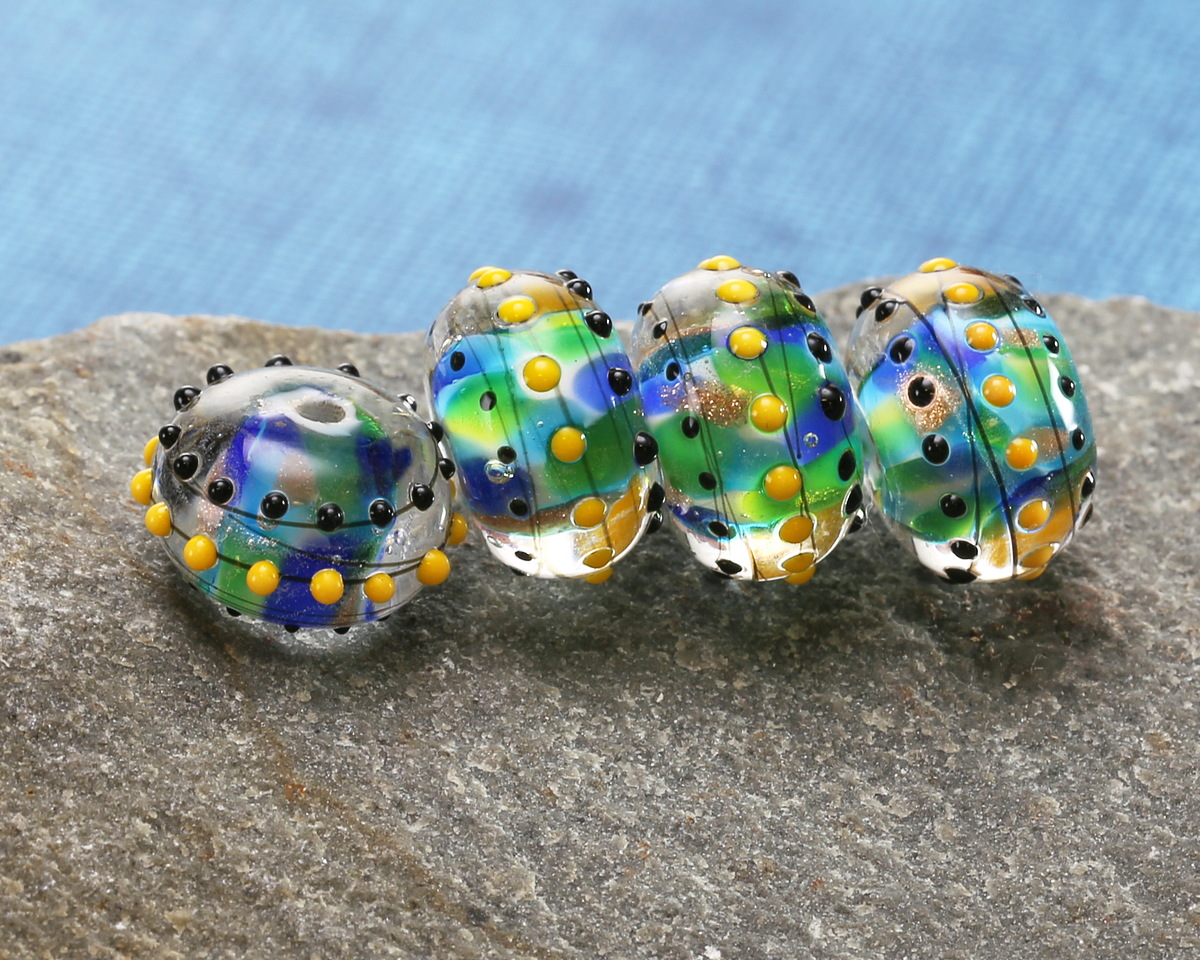 Grace Lampwork Dawn in the Woods Rondelle 10x16mm